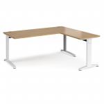 TR10 desk 1800mm x 800mm with 800mm return desk - white frame and oak top