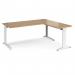 TR10 desk 1800mm x 800mm with 800mm return desk - white frame, oak top TRD18WO