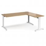 TR10 desk 1800mm x 800mm with 800mm return desk - white frame, oak top TRD18WO