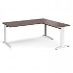 TR10 desk 1800mm x 800mm with 800mm return desk - white frame, walnut top TRD18WW