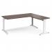 TR10 desk 1800mm x 800mm with 800mm return desk - white frame, walnut top TRD18WW