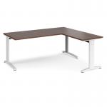 TR10 desk 1800mm x 800mm with 800mm return desk - white frame and walnut top