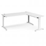 TR10 desk 1800mm x 800mm with 800mm return desk - white frame and white top