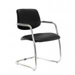 Tuba chrome cantilever frame conference chair with half upholstered back - Nero Black vinyl TUB100C1-C-00110