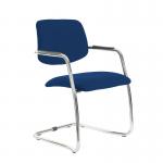 Tuba chrome cantilever frame conference chair with half upholstered back - Curacao Blue