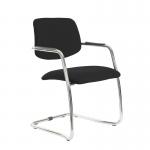 Tuba chrome cantilever frame conference chair with half upholstered back - Havana Black