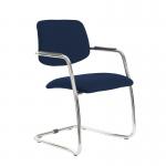 Tuba chrome cantilever frame conference chair with half upholstered back - Costa Blue TUB100C1-C-YS026