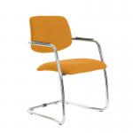 Tuba chrome cantilever frame conference chair with half upholstered back - Solano Yellow