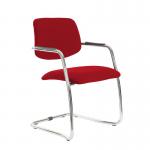Tuba chrome cantilever frame conference chair with half upholstered back - Panama Red