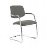 Tuba chrome cantilever frame conference chair with half upholstered back - Slip Grey