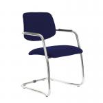 Tuba chrome cantilever frame conference chair with half upholstered back - Ocean Blue