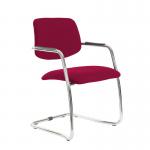 Tuba chrome cantilever frame conference chair with half upholstered back - Diablo Pink