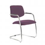 Tuba chrome cantilever frame conference chair with half upholstered back - Bridgetown Purple TUB100C1-C-YS102
