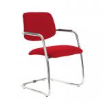 Tuba chrome cantilever frame conference chair with half upholstered back - Balize Red