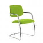 Tuba chrome cantilever frame conference chair with half upholstered back - Madura Green