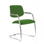 Tuba chrome cantilever frame conference chair with half upholstered back - Lombok Green