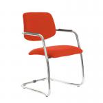 Tuba chrome cantilever frame conference chair with half upholstered back - Tortuga Orange