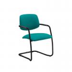 Tuba black cantilever frame conference chair with half upholstered back - made to order TUB100C1-K