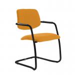 Tuba black cantilever frame conference chair with half upholstered back - Solano Yellow