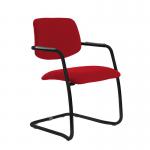 Tuba black cantilever frame conference chair with half upholstered back - Panama Red TUB100C1-K-YS079
