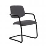 Tuba black cantilever frame conference chair with half upholstered back - Blizzard Grey