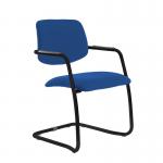 Tuba black cantilever frame conference chair with half upholstered back - Scuba Blue