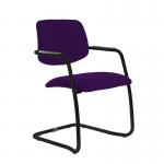 Tuba black cantilever frame conference chair with half upholstered back - Tarot Purple TUB100C1-K-YS084
