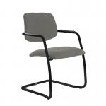 Tuba black cantilever frame conference chair with half upholstered back - Slip Grey TUB100C1-K-YS094