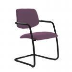 Tuba black cantilever frame conference chair with half upholstered back - Bridgetown Purple TUB100C1-K-YS102