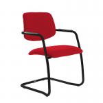 Tuba black cantilever frame conference chair with half upholstered back - Balize Red