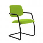 Tuba black cantilever frame conference chair with half upholstered back - Madura Green TUB100C1-K-YS156