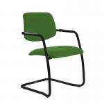 Tuba black cantilever frame conference chair with half upholstered back - Lombok Green TUB100C1-K-YS159