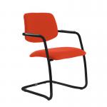 Tuba black cantilever frame conference chair with half upholstered back - Tortuga Orange