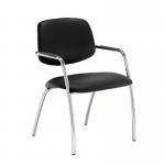 Tuba chrome 4 leg frame conference chair with half upholstered back - Nero Black vinyl TUB104C1-C-00110