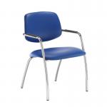 Tuba chrome 4 leg frame conference chair with half upholstered back - Ocean Blue vinyl TUB104C1-C-74465