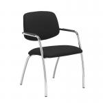 Tuba chrome 4 leg frame conference chair with half upholstered back - Havana Black TUB104C1-C-YS009