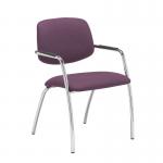 Tuba chrome 4 leg frame conference chair with half upholstered back - Bridgetown Purple TUB104C1-C-YS102