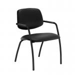 Tuba black 4 leg frame conference chair with half upholstered back - Nero Black vinyl TUB104C1-K-00110