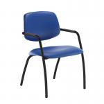 Tuba black 4 leg frame conference chair with half upholstered back - Ocean Blue vinyl TUB104C1-K-74465