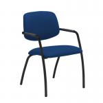 Tuba black 4 leg frame conference chair with half upholstered back - Curacao Blue TUB104C1-K-YS005