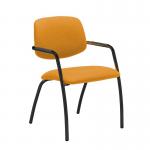 Tuba black 4 leg frame conference chair with half upholstered back - Solano Yellow TUB104C1-K-YS072