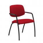 Tuba black 4 leg frame conference chair with half upholstered back - Panama Red TUB104C1-K-YS079