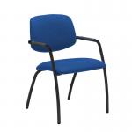 Tuba black 4 leg frame conference chair with half upholstered back - Scuba Blue TUB104C1-K-YS082