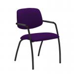 Tuba black 4 leg frame conference chair with half upholstered back - Tarot Purple TUB104C1-K-YS084