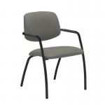Tuba black 4 leg frame conference chair with half upholstered back - Slip Grey TUB104C1-K-YS094