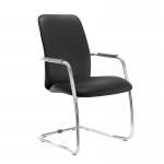 Tuba chrome cantilever frame conference chair with fully upholstered back - Nero Black vinyl TUB200C1-C-00110