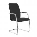 Tuba chrome cantilever frame conference chair with fully upholstered back - Havana Black