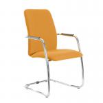 Tuba chrome cantilever frame conference chair with fully upholstered back - Solano Yellow