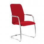 Tuba chrome cantilever frame conference chair with fully upholstered back - Panama Red