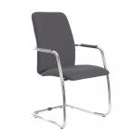 Tuba chrome cantilever frame conference chair with fully upholstered back - Blizzard Grey